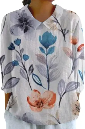 Gauzee tops women Tops Summer Casual V Neck Tshirt Ladies 2024 Floral Print Daily Tunic Blouses Teen Girls T Shirts