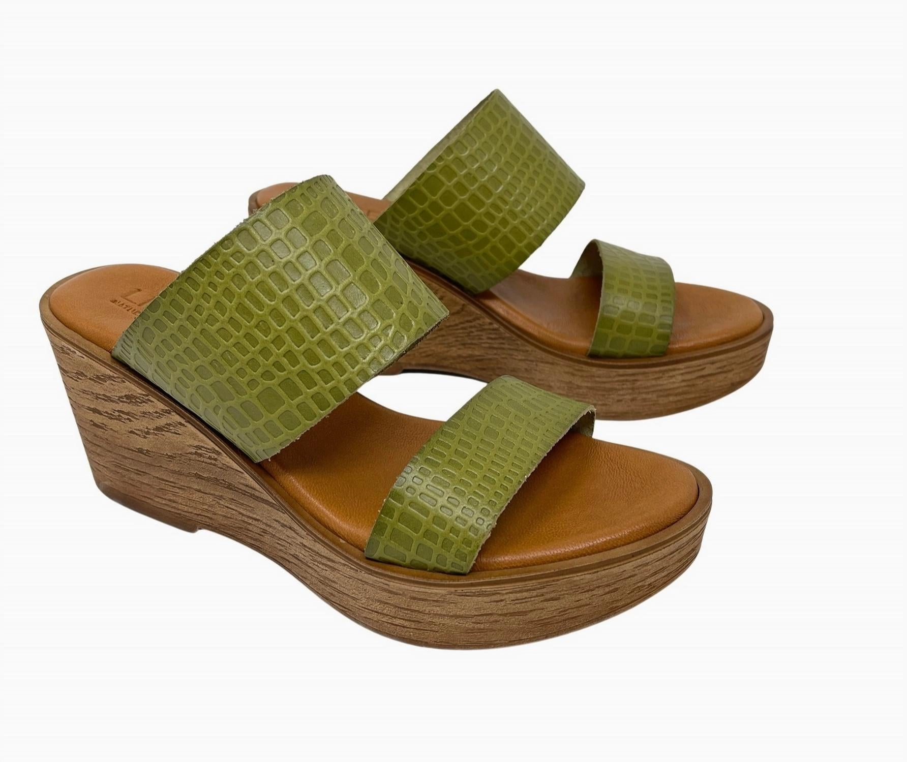 Gema Leather Platform Sandals In Green Active Life Pack Quick