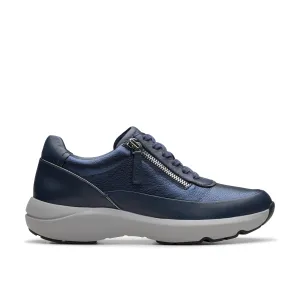 Clarks Tivoli Zip in Blue Leather Chunky Sole