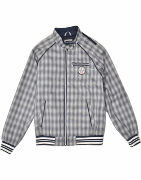 GEOX Boys Bomber Jacket 11-12 Years Grey Check Polyester UltraLight Packable Design Purple