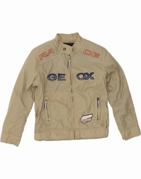 suitable for school uniforms back - to - school GEOX Boys Graphic Bomber Jacket 7-8 Years Beige Polyamide