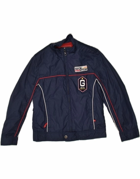 GEOX Boys Graphic Bomber Jacket 7-8 Years Navy Blue Polyester Layer Friendly