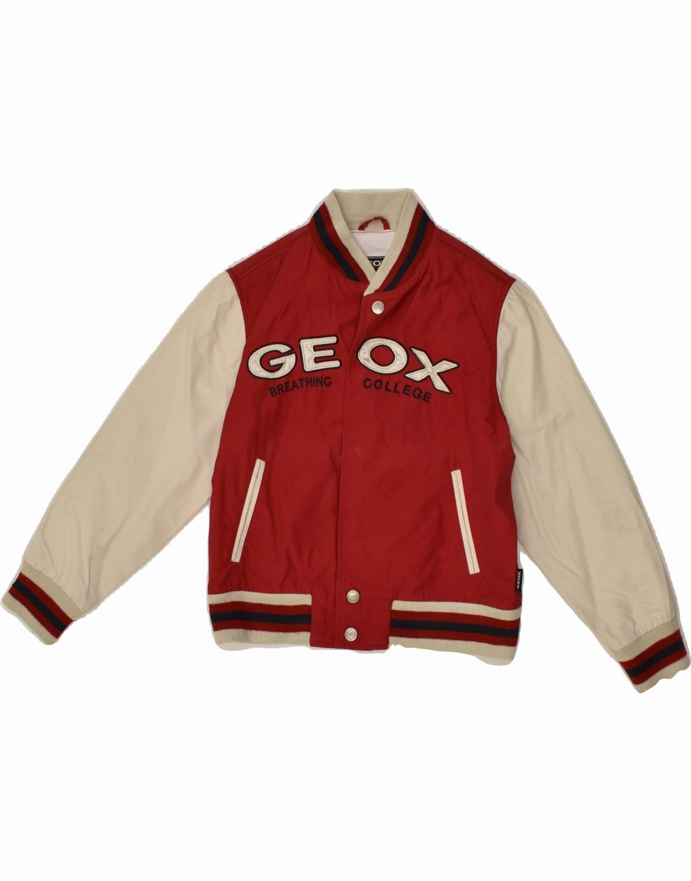 Light Reflective Trims Slim Silhouette GEOX Boys Graphic Varsity Jacket 5-6 Years Red Colourblock Polyester