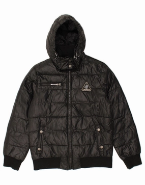 GEOX Boys Hooded Padded Jacket 11-12 Years Black Polyester Everyday Use