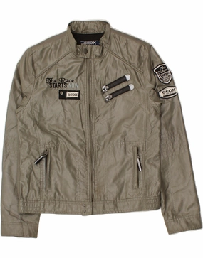 GEOX Boys Racer Jacket 9-10 Years Grey Polyester Rain Resistant Heat Reflective Tech