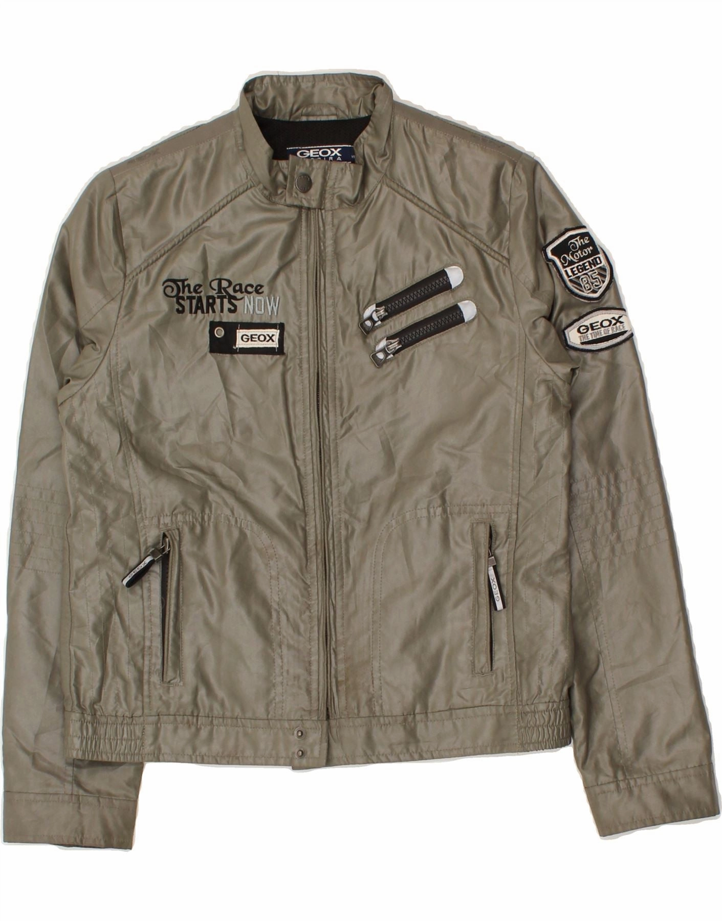 GEOX Boys Racer Jacket 9-10 Years Grey Polyester Rain Resistant Heat Reflective Tech