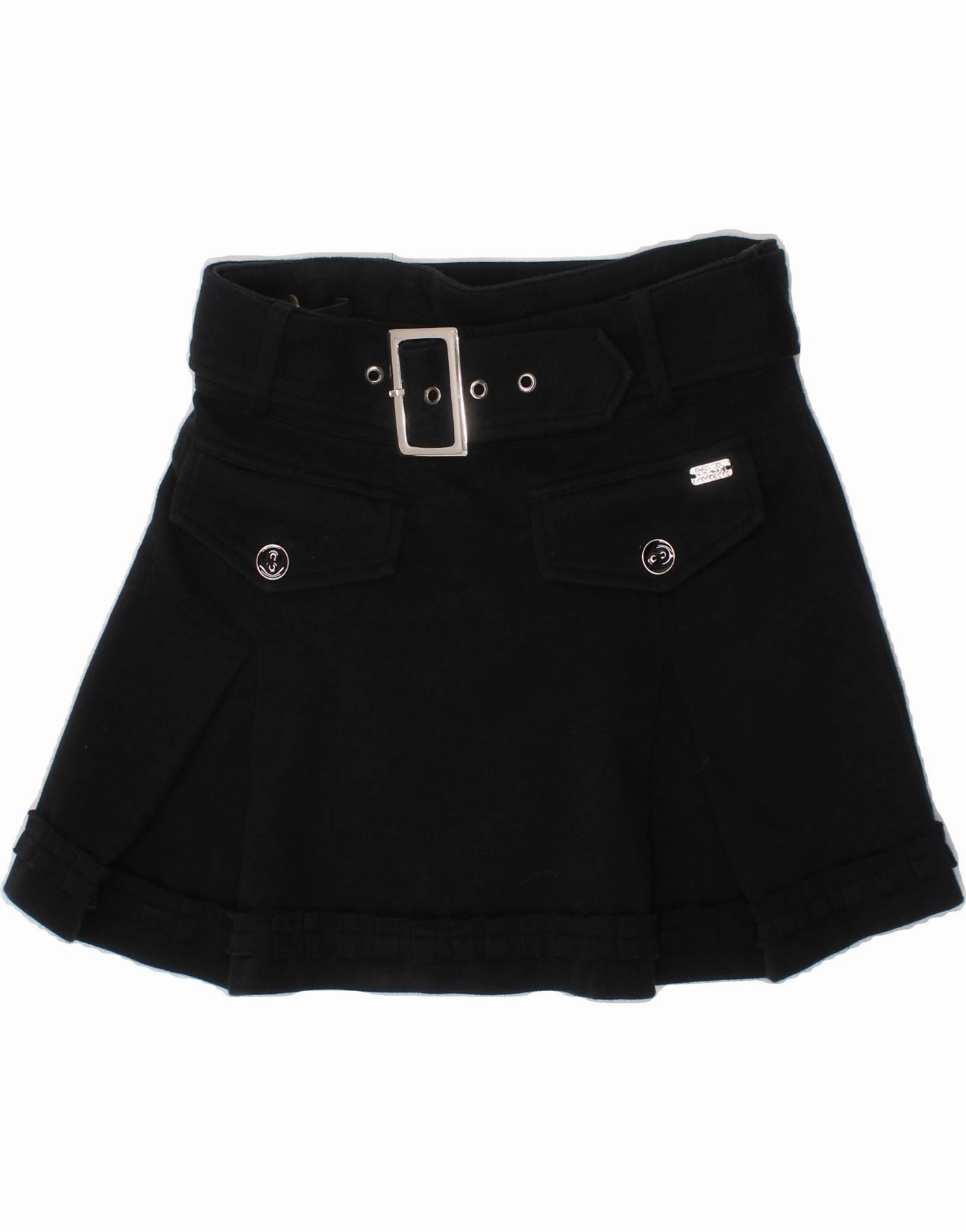 GEOX Girls A-Line Skirt 5-6 Years W23  Black Cotton Sculpted Detail