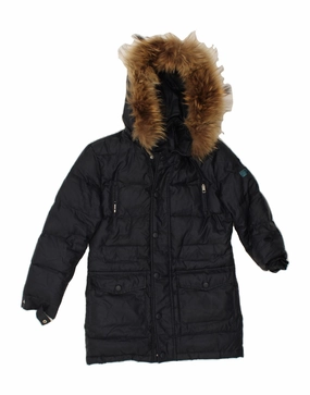 Thermal Protection Compression Friendly Fit GF FERRE Boys Hooded Padded Coat 11-12 Years Navy Blue Polyester