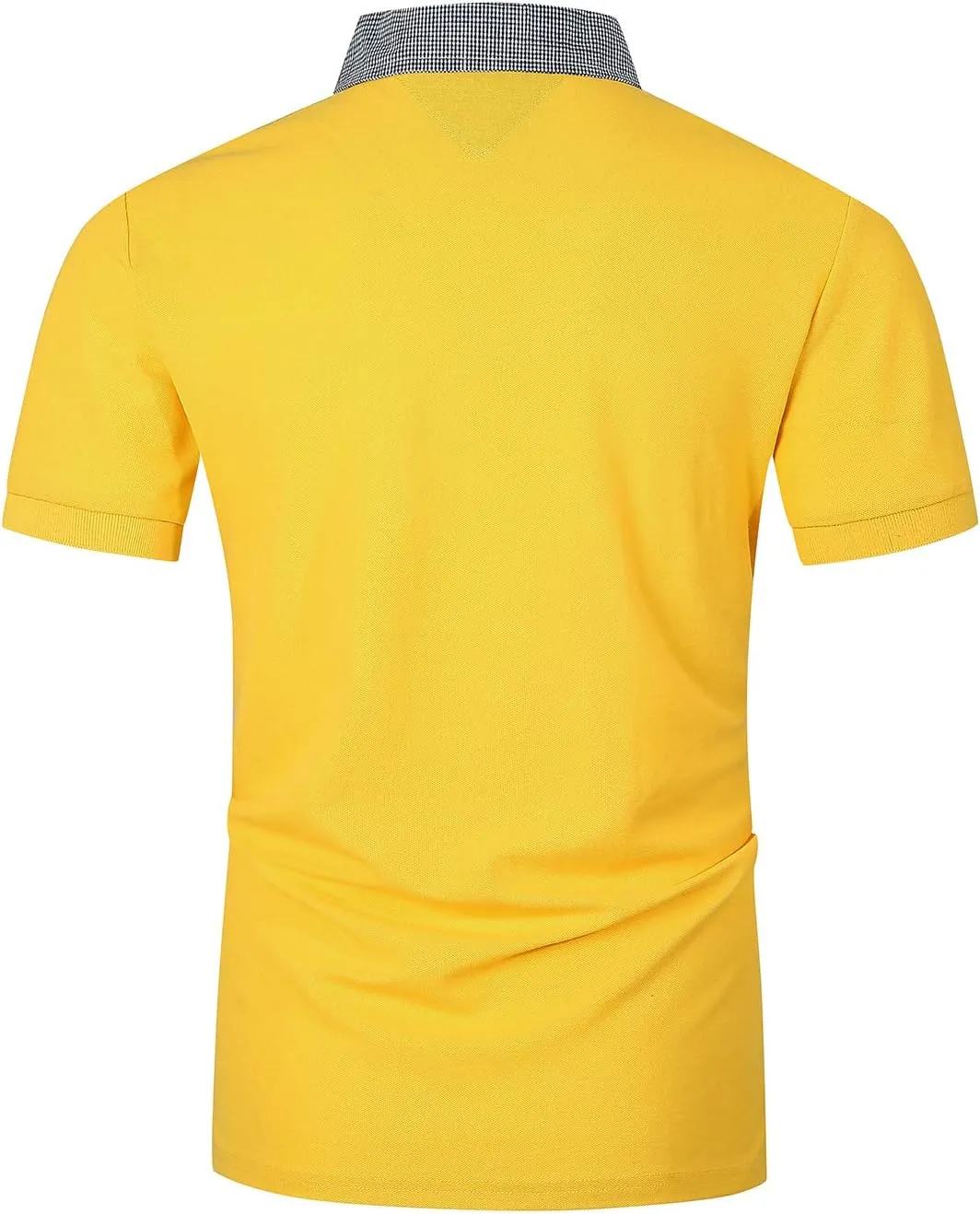 GHYUGR Men's Polo Shirts Short Sleeve Slim Fit Polo Casual Plaid Splice T-Shirts