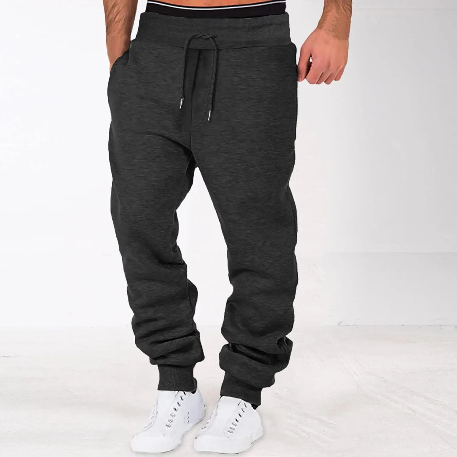 GIERIDUC Mens Casual Pants Relaxed Fit Black and White Plaid Pants Men's Mens Casual Pants Slim Fit Mens Long Jogging Pants