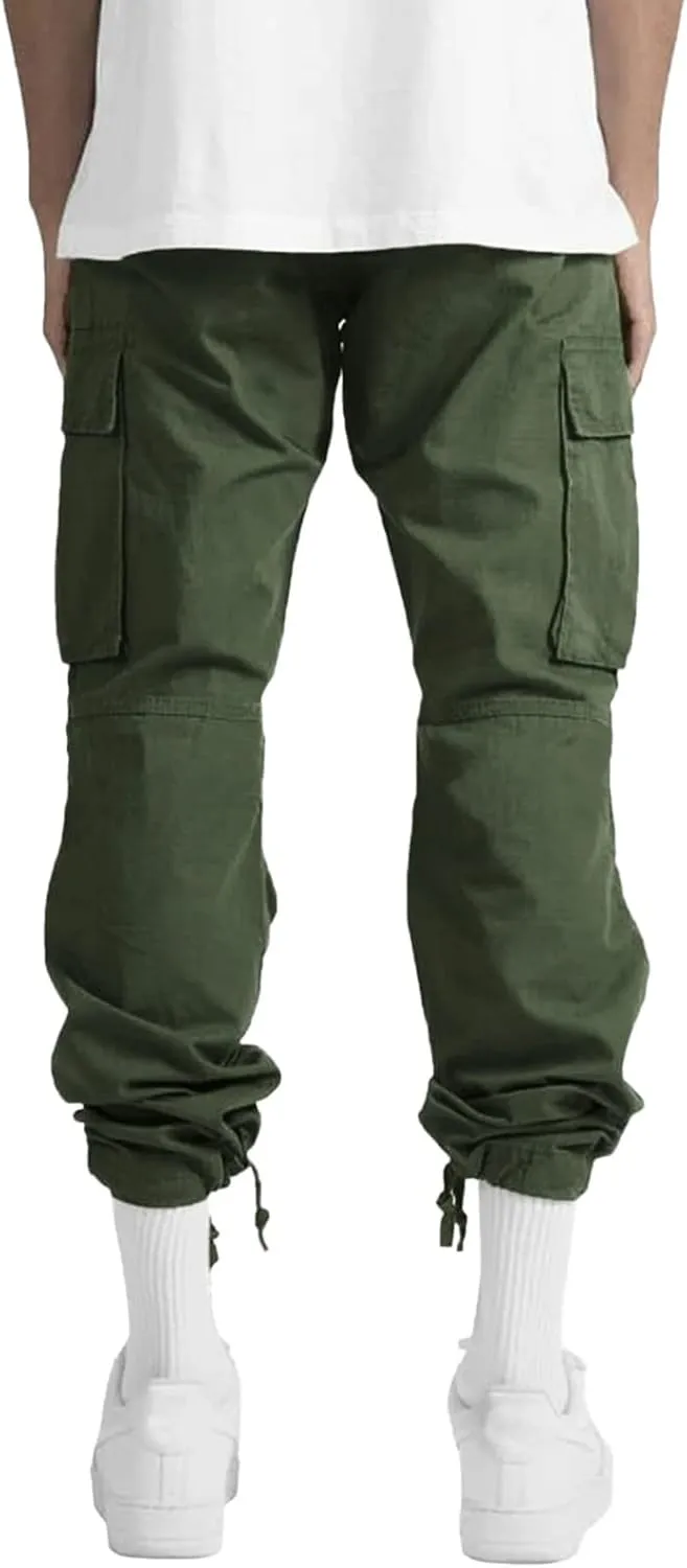 GIERIDUC Men's Drawstring Waist Cargo Pants Mens White Linen Dress Pants Mens Polyester Sweatpants Basketball Leggings Men