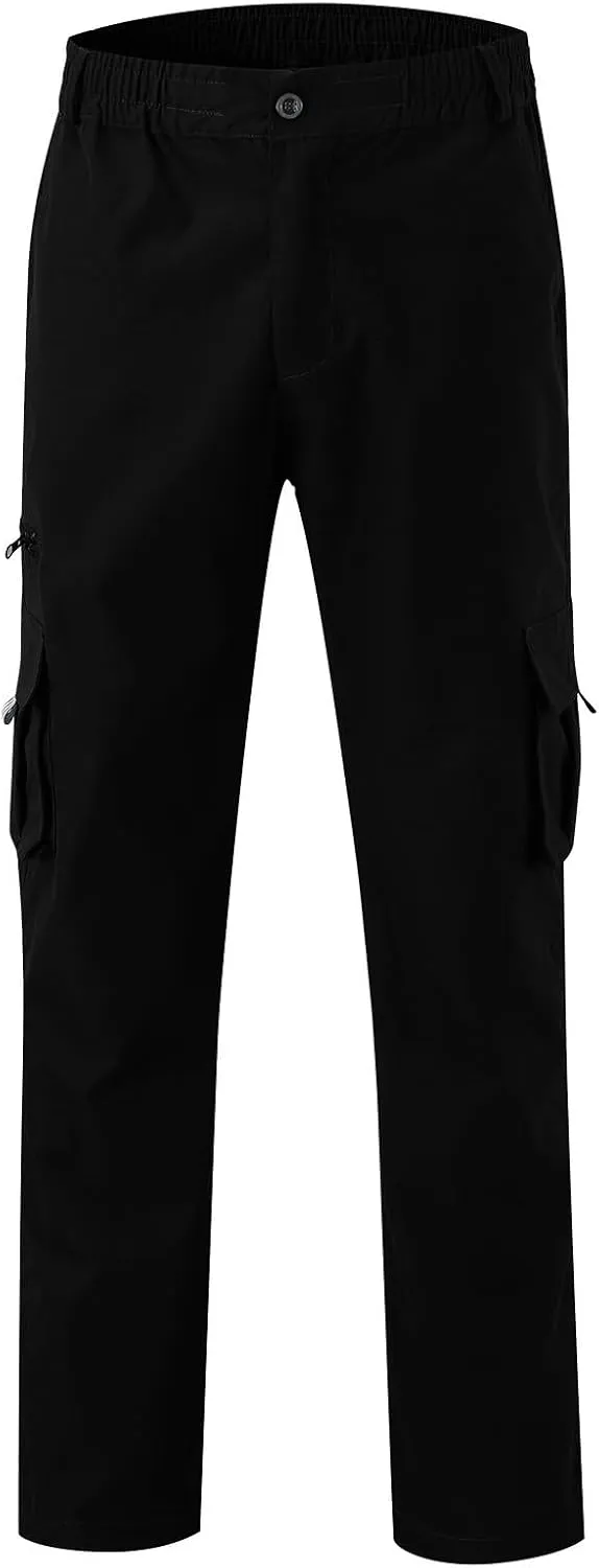 GIERIDUC Men's Lightweight Cargo Pants Casual Sweatpants Stretch Elastic Waist Trousers Drawstring Loose Joggers with Pockets