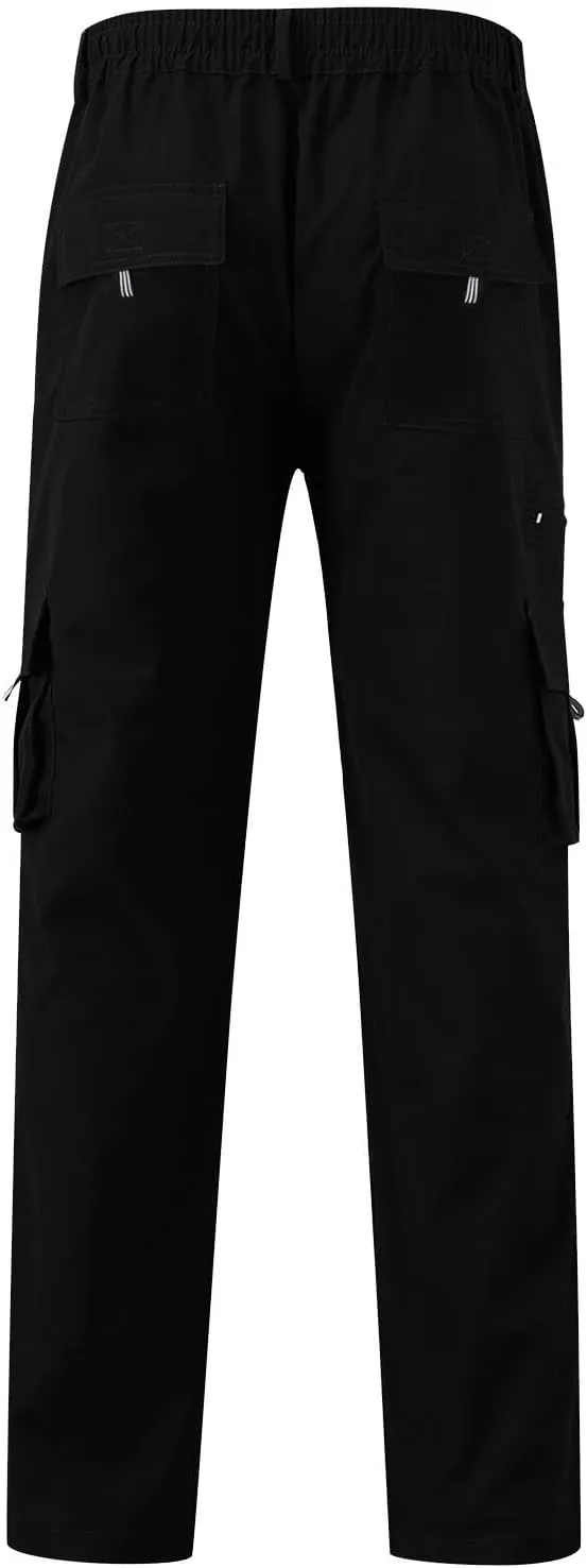 GIERIDUC Men's Lightweight Cargo Pants Casual Sweatpants Stretch Elastic Waist Trousers Drawstring Loose Joggers with Pockets