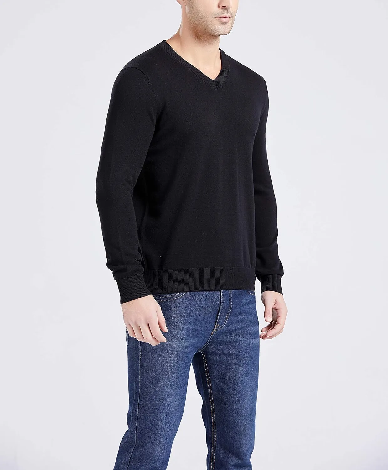 Gilboa - 100% Cotton - V Neck Sweater Men - Sweaters for Men - Black V Neck Sweaters for Men - Pullover Men V Neck - Sueter