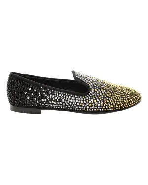 Compact Giuseppe Zanotti Studded Smoking Slippers in Black Suede