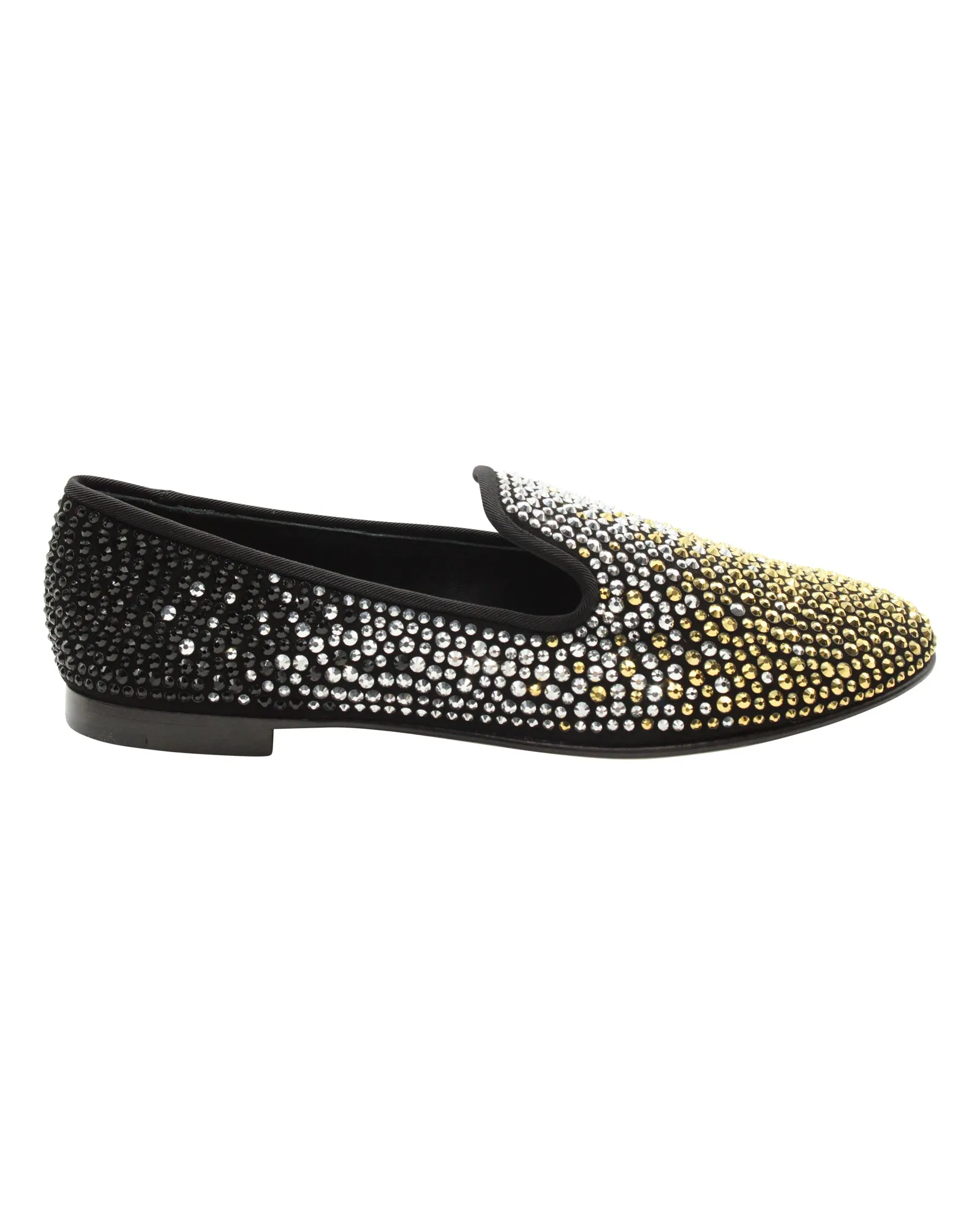 Compact Giuseppe Zanotti Studded Smoking Slippers in Black Suede