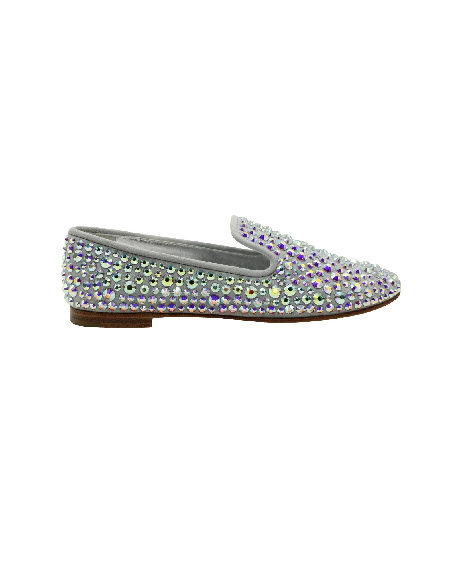 Giuseppe Zanotti Studded Smoking Slippers in Grey Suede Firm Hold Featherlight Feel