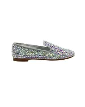 Giuseppe Zanotti Studded Smoking Slippers in Grey Suede Firm Hold Featherlight Feel