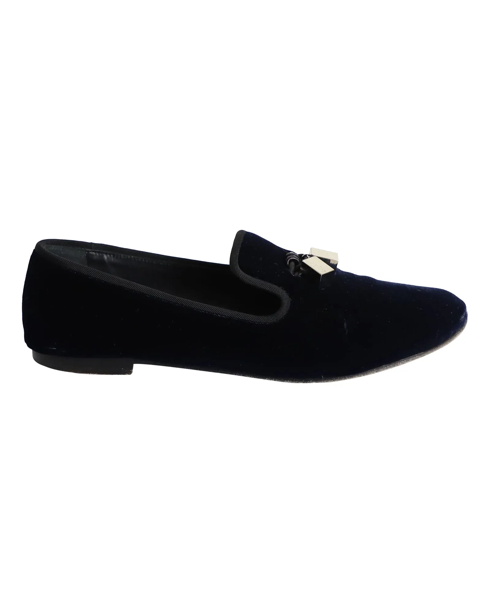 Giuseppe Zanotti Veronica Flat Loafers in Navy Blue Velvet Walk Hold Flex Dash