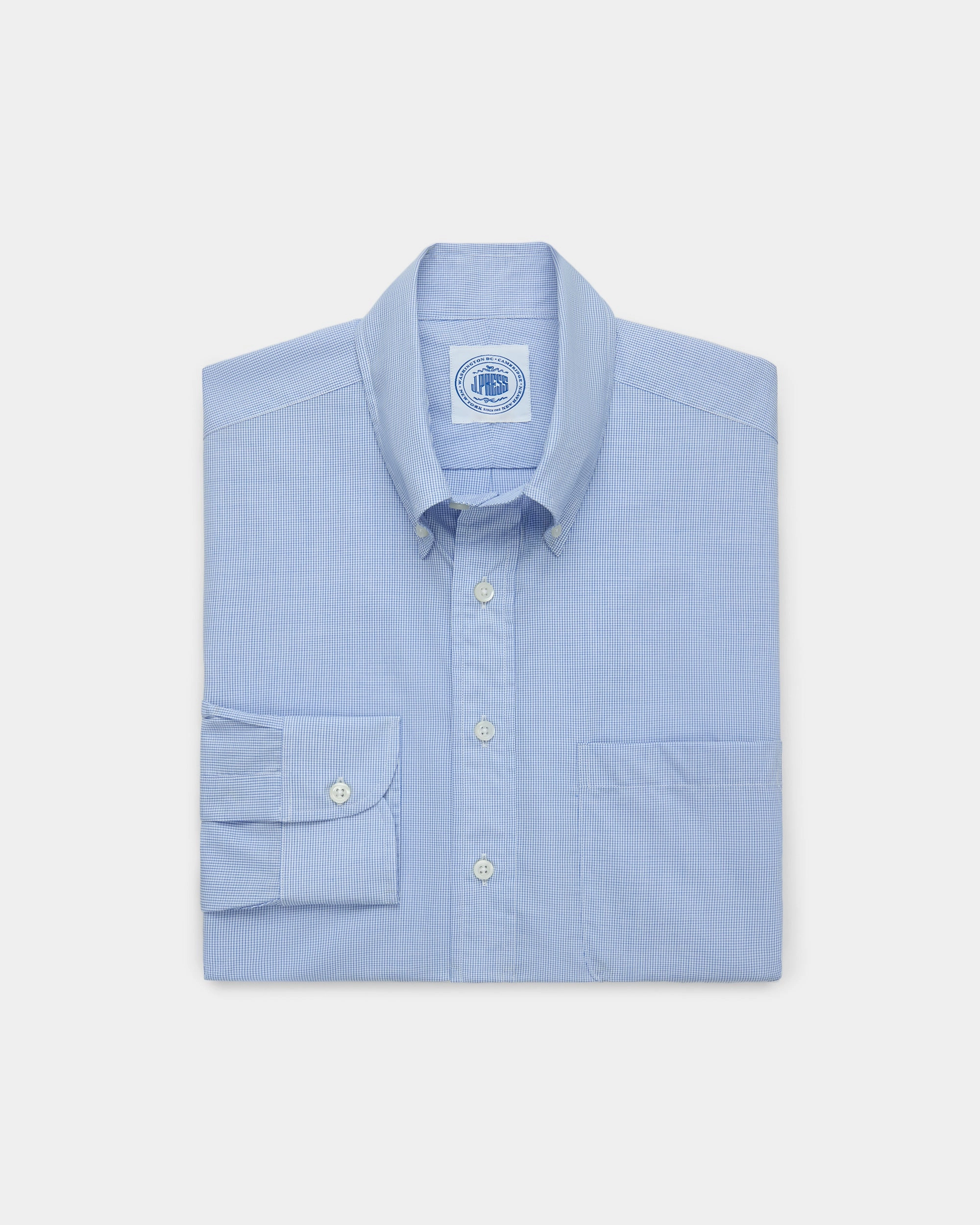 Roll-Up Sleeve Made-in-USA Dark Blue Mini Tattersall Button Down Shirt - Classic Fit