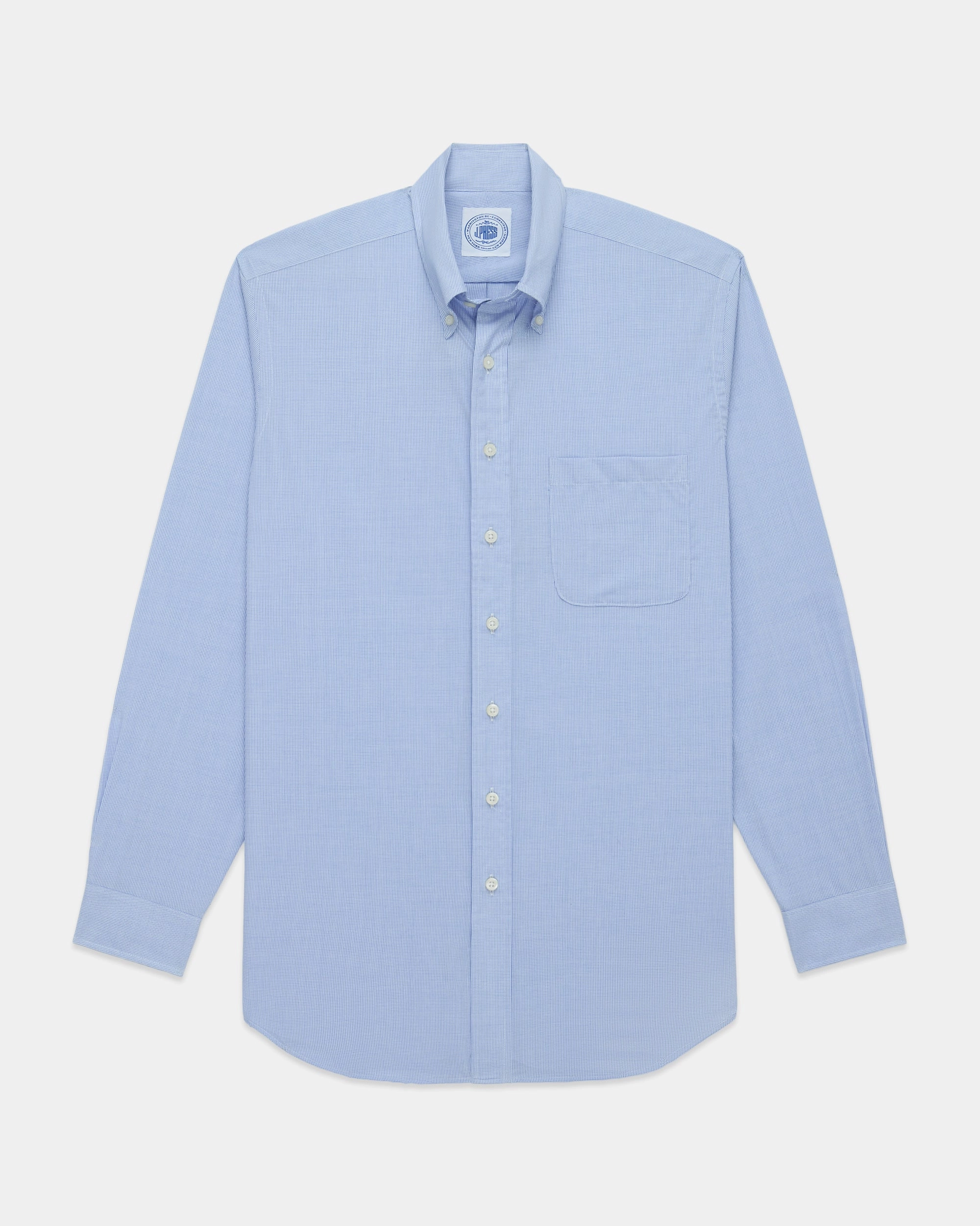 Made-in-USA Dark Blue Mini Tattersall Button Down Shirt - Classic Fit hypoallergenic material