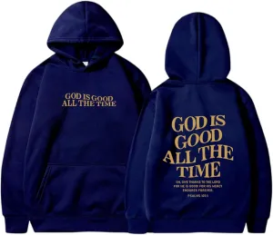 God Is Good All The Time Hoodie For Women Oversized Letter Print Pullover Sweatshirts Loose Fit Casual Fall Hoodie Pockets