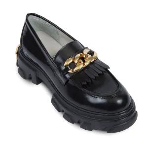 Gold Chain Leather Loafer By URBNKICKS Fashion Trend Hold Step