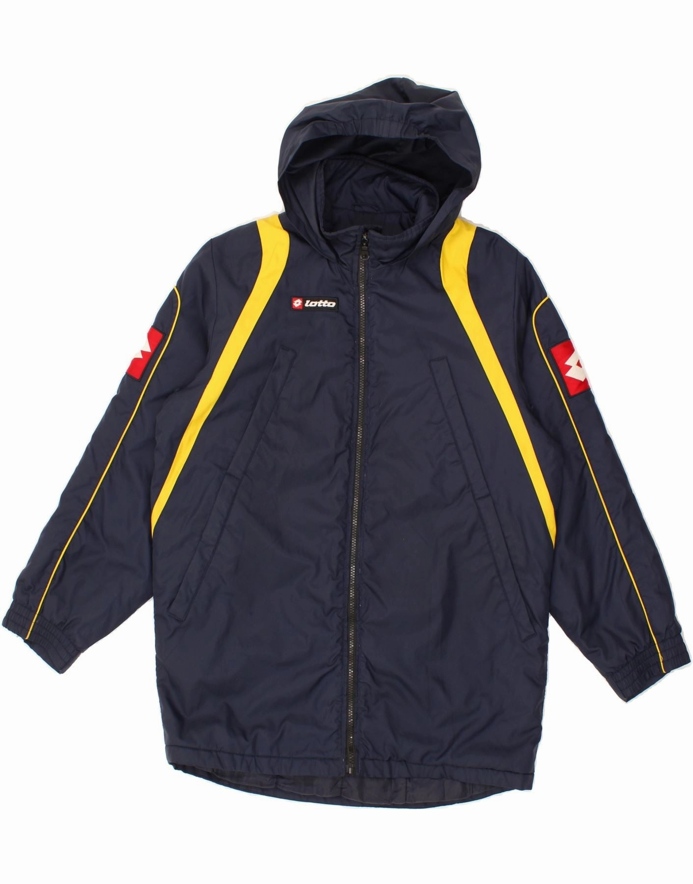 LOTTO Boys Hooded Windbreaker Coat 15-16 Years Navy Blue Colourblock Discuss