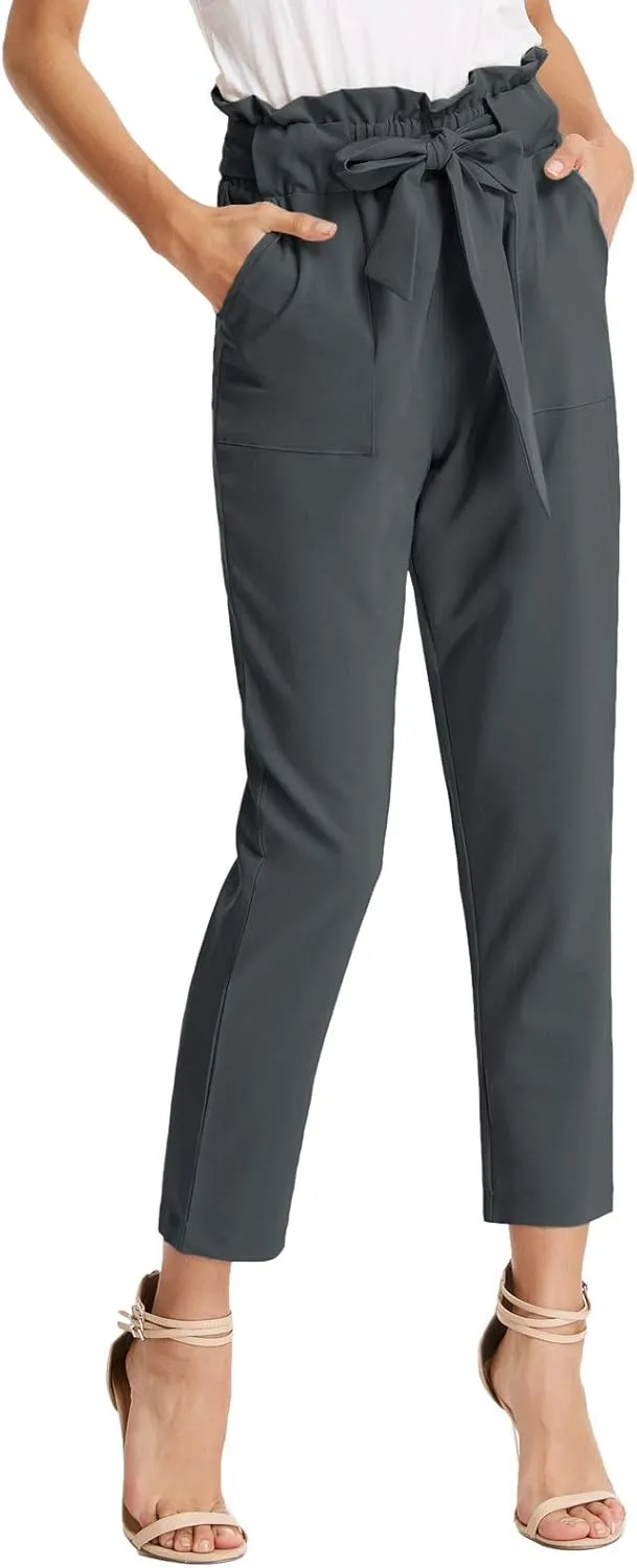 GRACE KARIN Women's Paper Bag Waist Pants Slim Fit Casual Office Pencil Pants