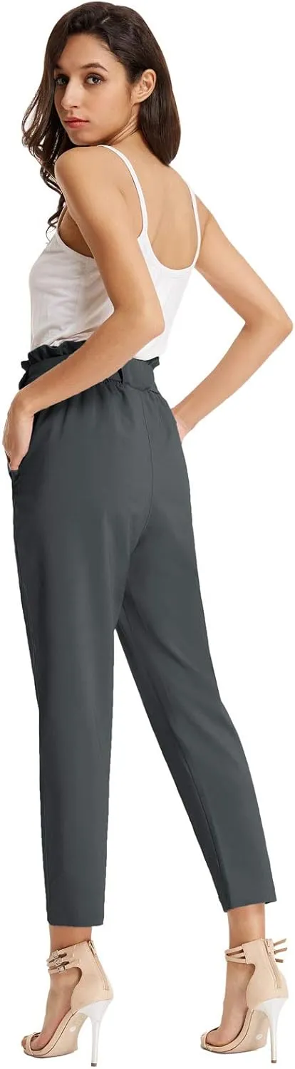GRACE KARIN Women's Paper Bag Waist Pants Slim Fit Casual Office Pencil Pants