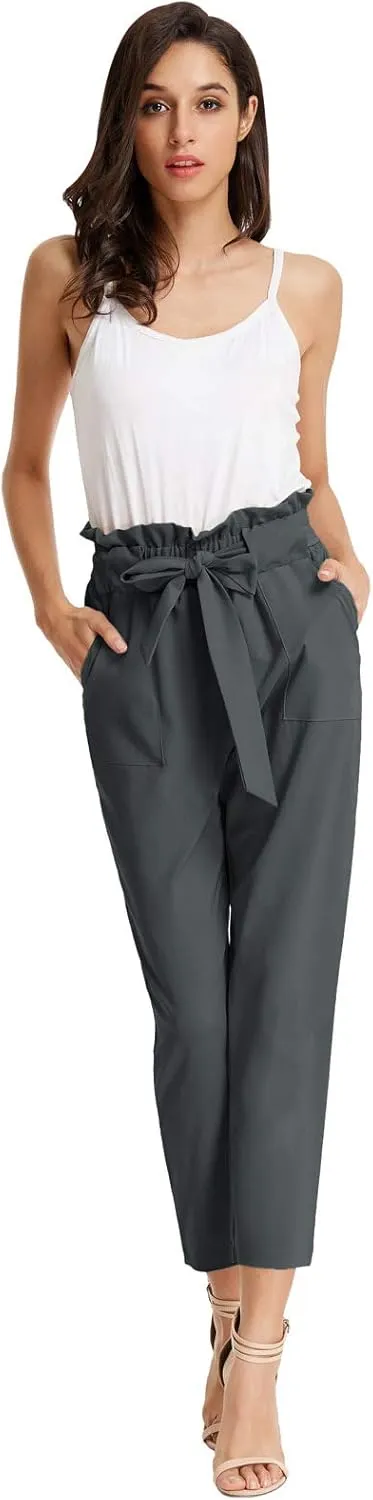GRACE KARIN Women's Paper Bag Waist Pants Slim Fit Casual Office Pencil Pants