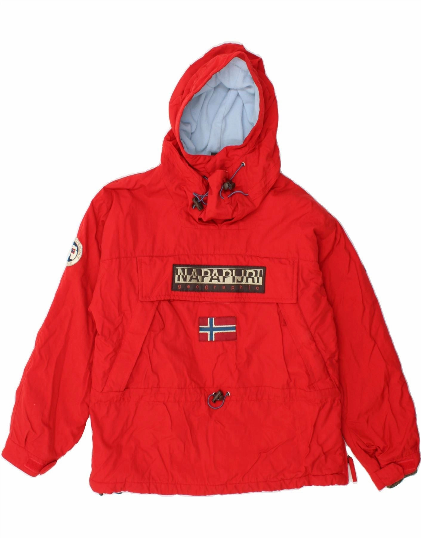 Idolize kids NAPAPIJRI Boys Graphic Hooded Anorak Jacket 13-14 Years Red Polyamide