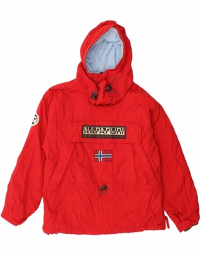 Idolize kids NAPAPIJRI Boys Graphic Hooded Anorak Jacket 13-14 Years Red Polyamide