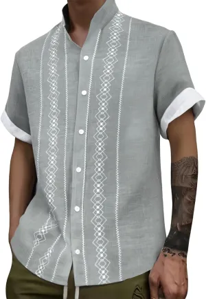 Graphic Shirts for Men Casual Loose Fit Short Sleeve Printed Vintage Big and Tall Summer Beach Tshirts Fashion Shirt