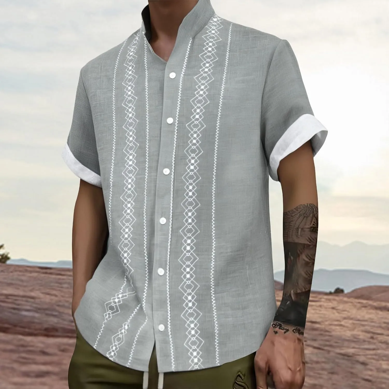 Graphic Shirts for Men Casual Loose Fit Short Sleeve Printed Vintage Big and Tall Summer Beach Tshirts Fashion Shirt