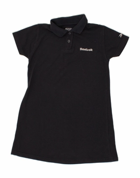 REEBOK Girls Graphic Polo Dress 9-10 Years Navy Blue Cotton Knit Cool Resort Ready