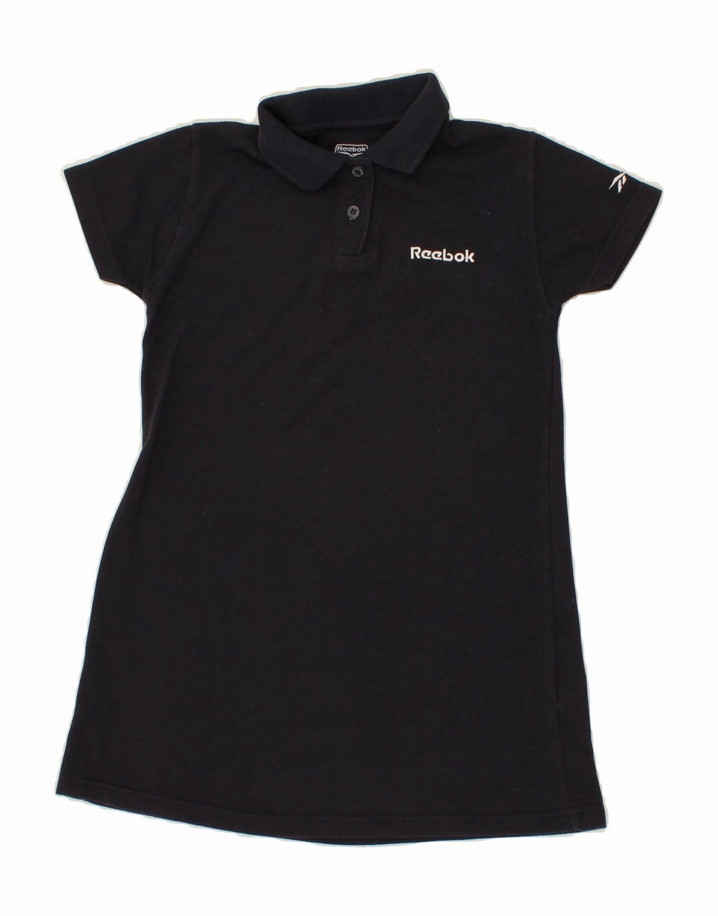 REEBOK Girls Graphic Polo Dress 9-10 Years Navy Blue Cotton Knit Cool Resort Ready