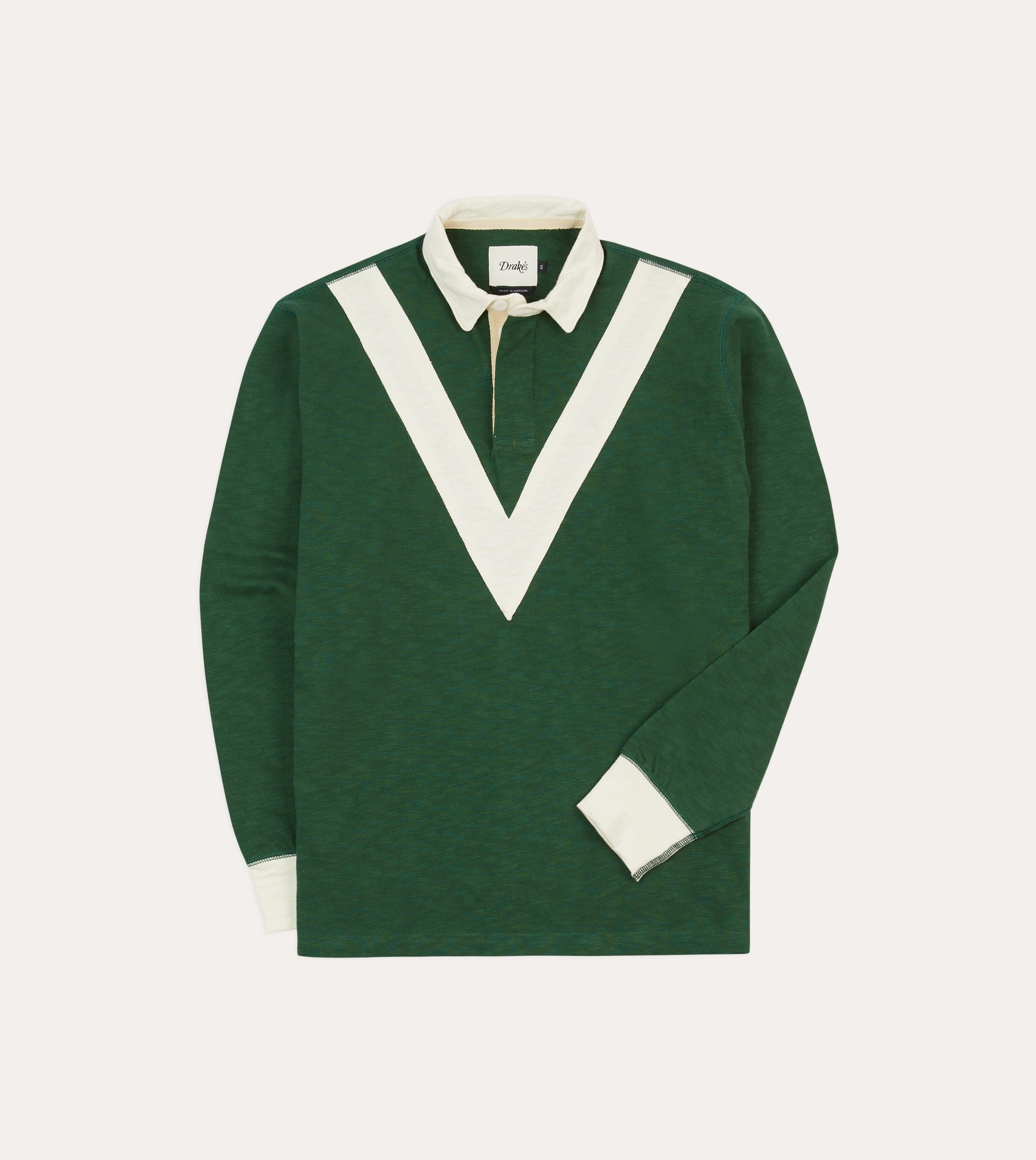 Green and Ecru Chevron Flam?? Cotton Rugby Shirt birthday party Tailored Silhouette