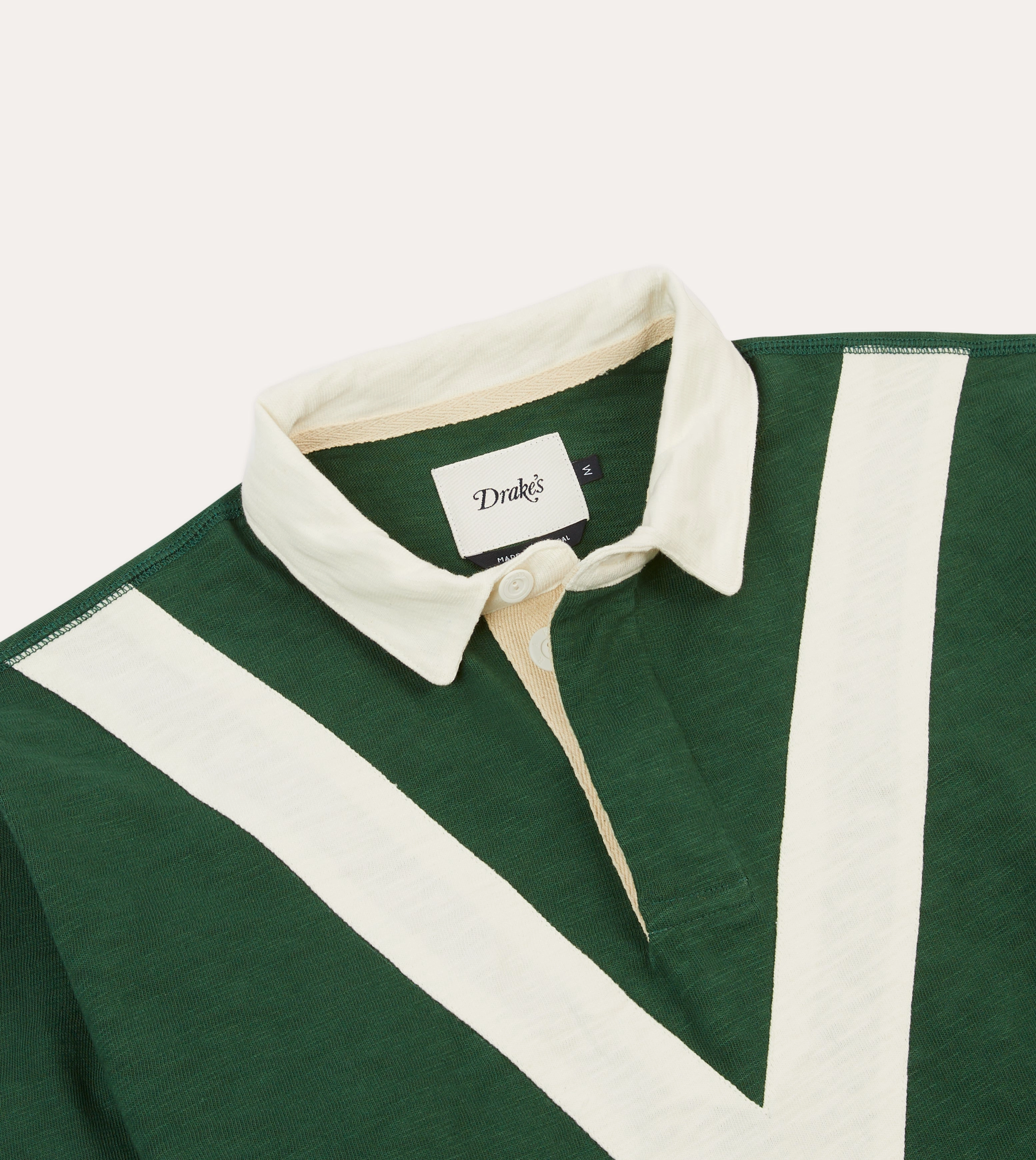 Soft Texture Green and Ecru Chevron Flam?? Cotton Rugby Shirt