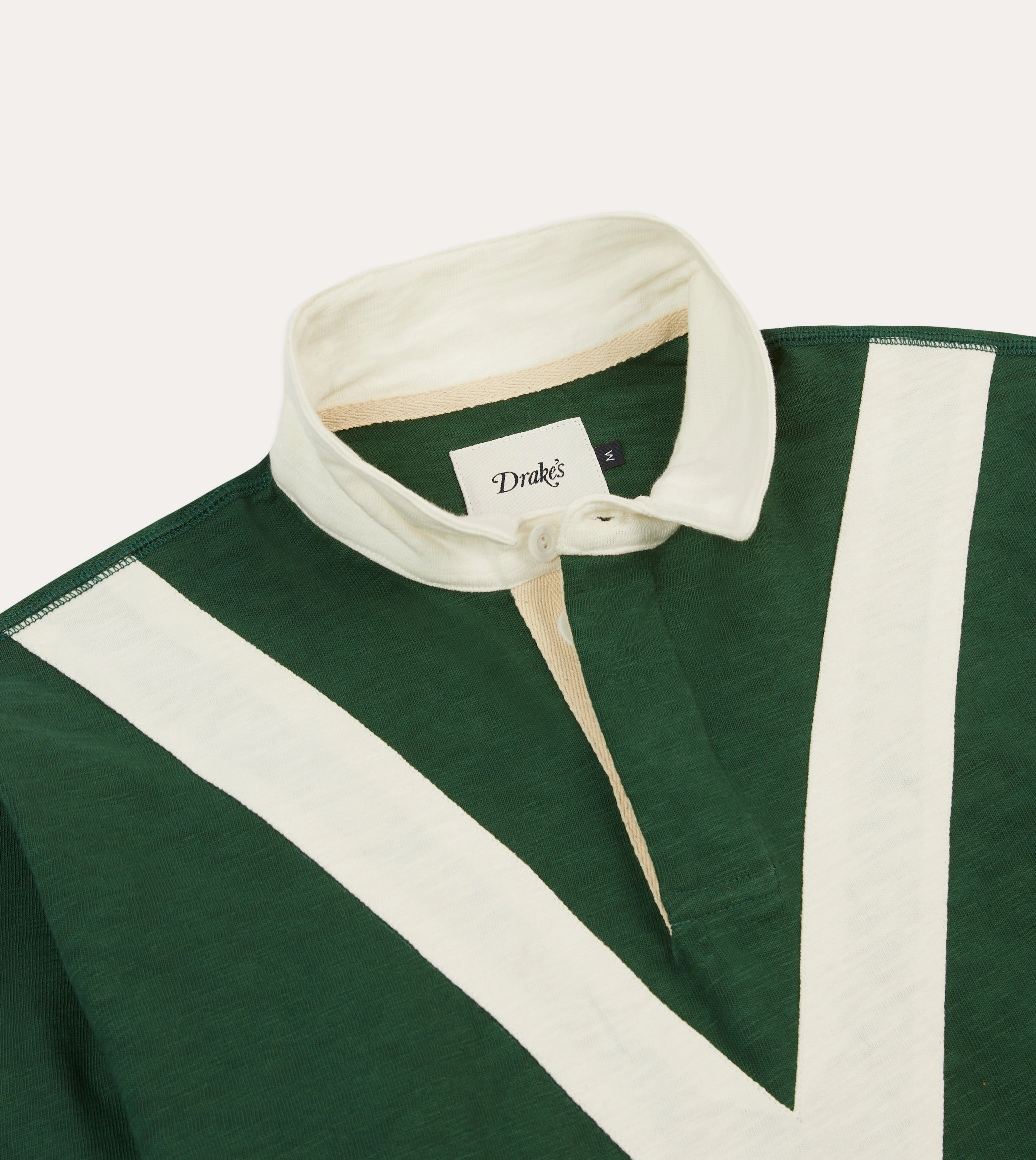 Brushed Inner Lining Green and Ecru Chevron Flam?? Cotton Rugby Shirt