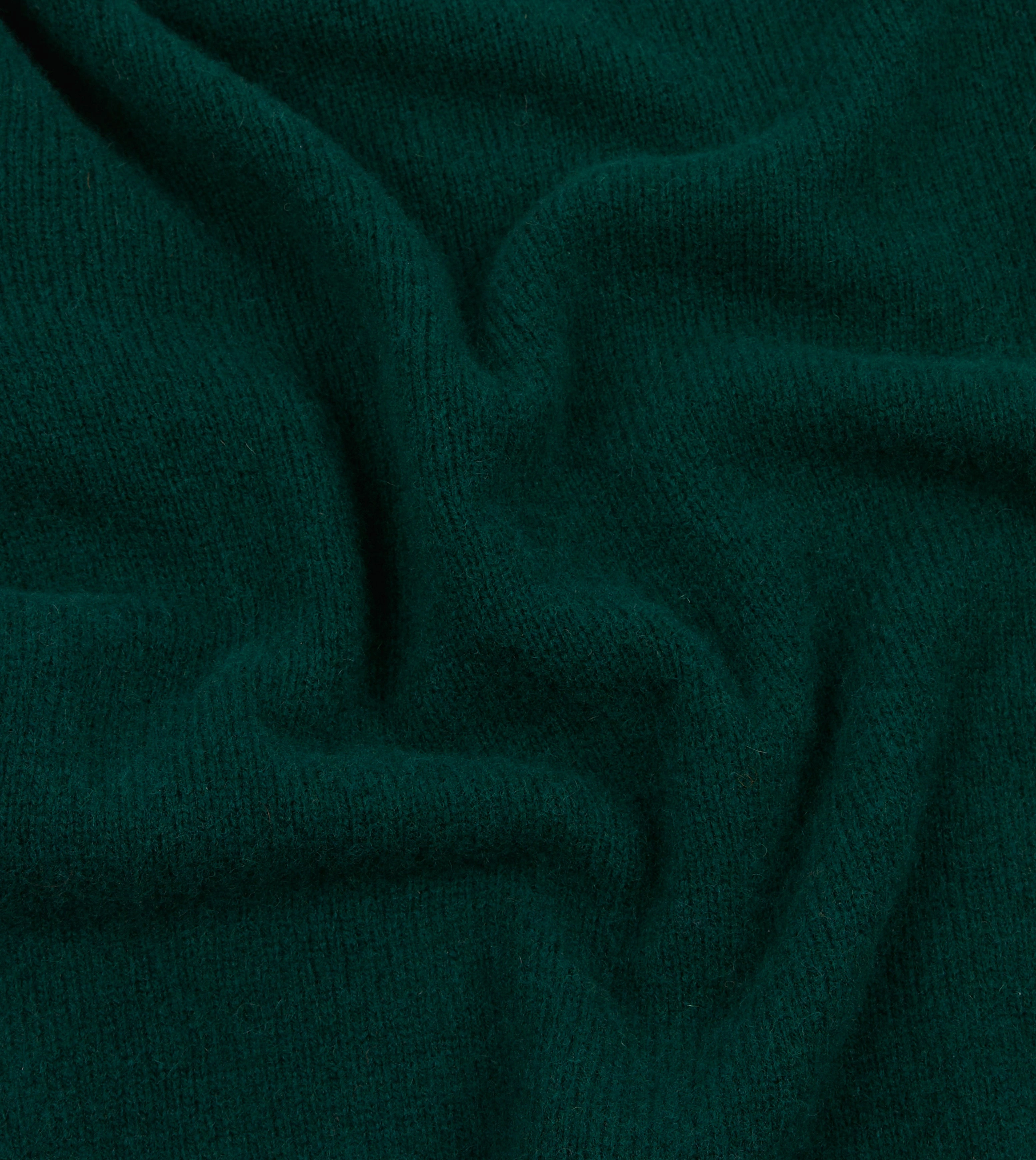 Green Brushed Shetland Mock Neck Jumper Non Irritating