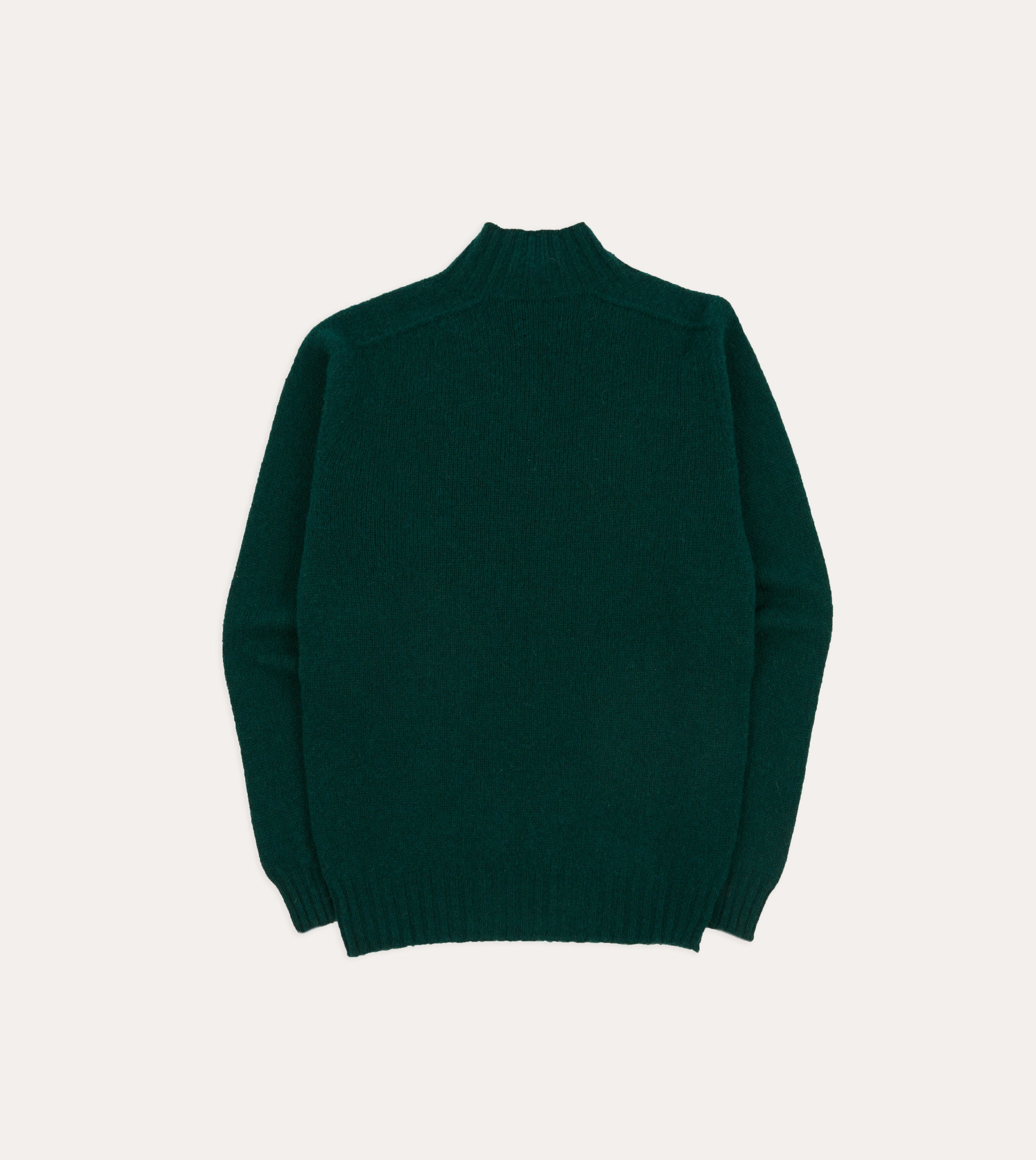 Green Brushed Shetland Mock Neck Jumper Circular Knit Technology