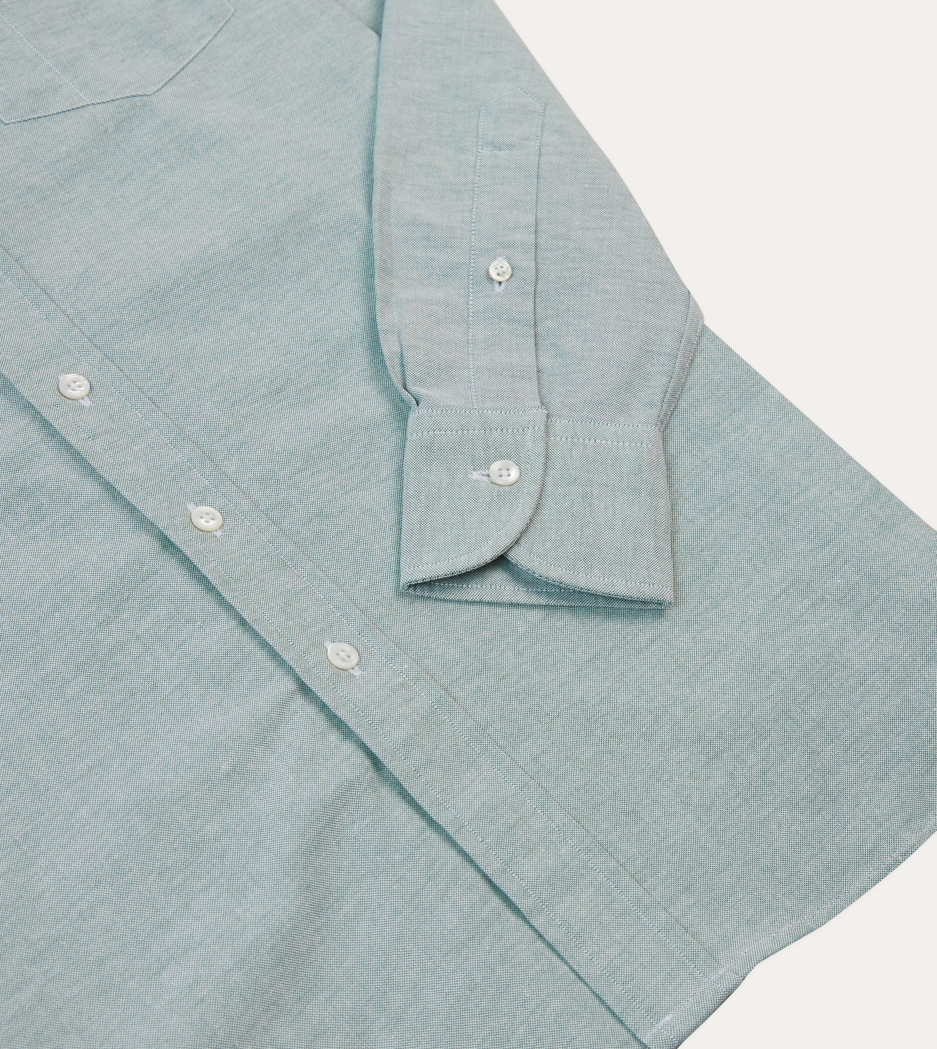 Green Cotton Oxford Cloth Button-Down Shirt Versatile Piece Button front