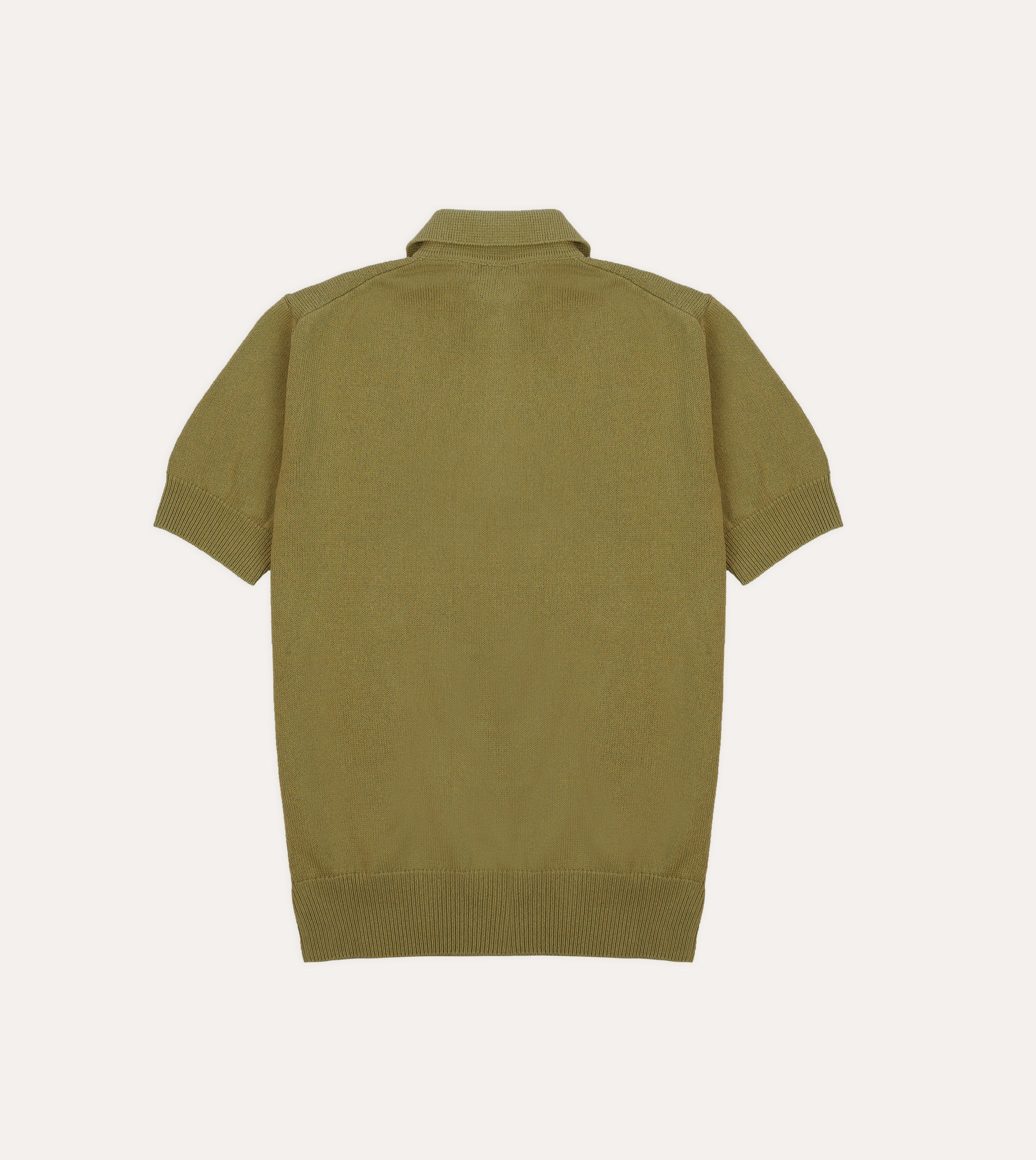 NonChlorine Bleached Mid Season Green Knitted Crepe Cotton Short-Sleeve Polo Shirt