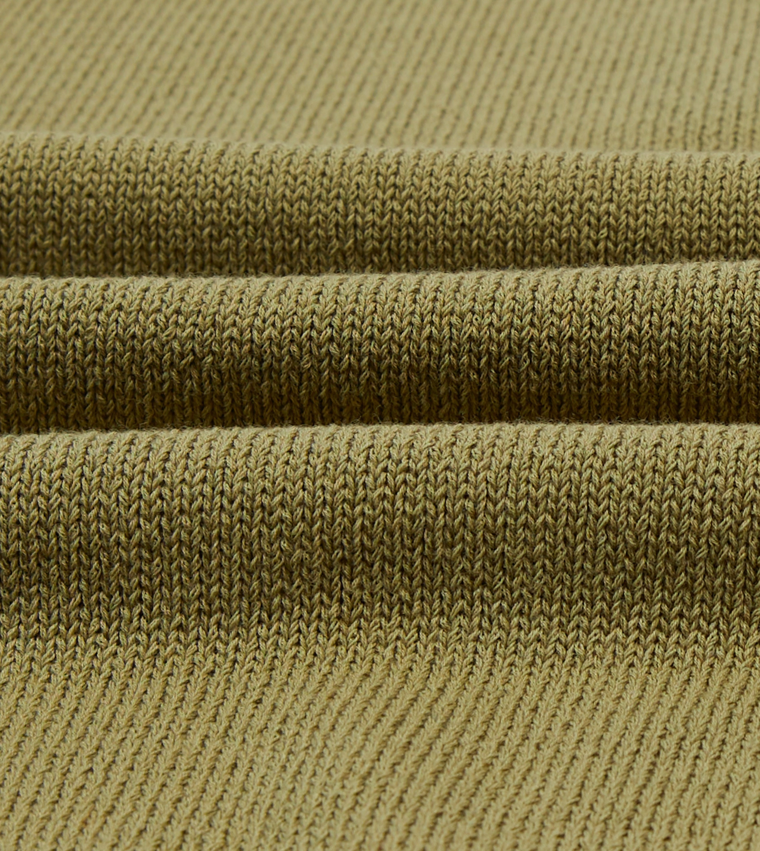 DropShoulder Design Green Knitted Crepe Cotton Short-Sleeve Polo Shirt
