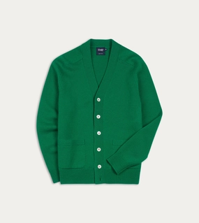 Green Lambswool 6 Button Cardigan AntiStatic Yarn UVProtection Layer