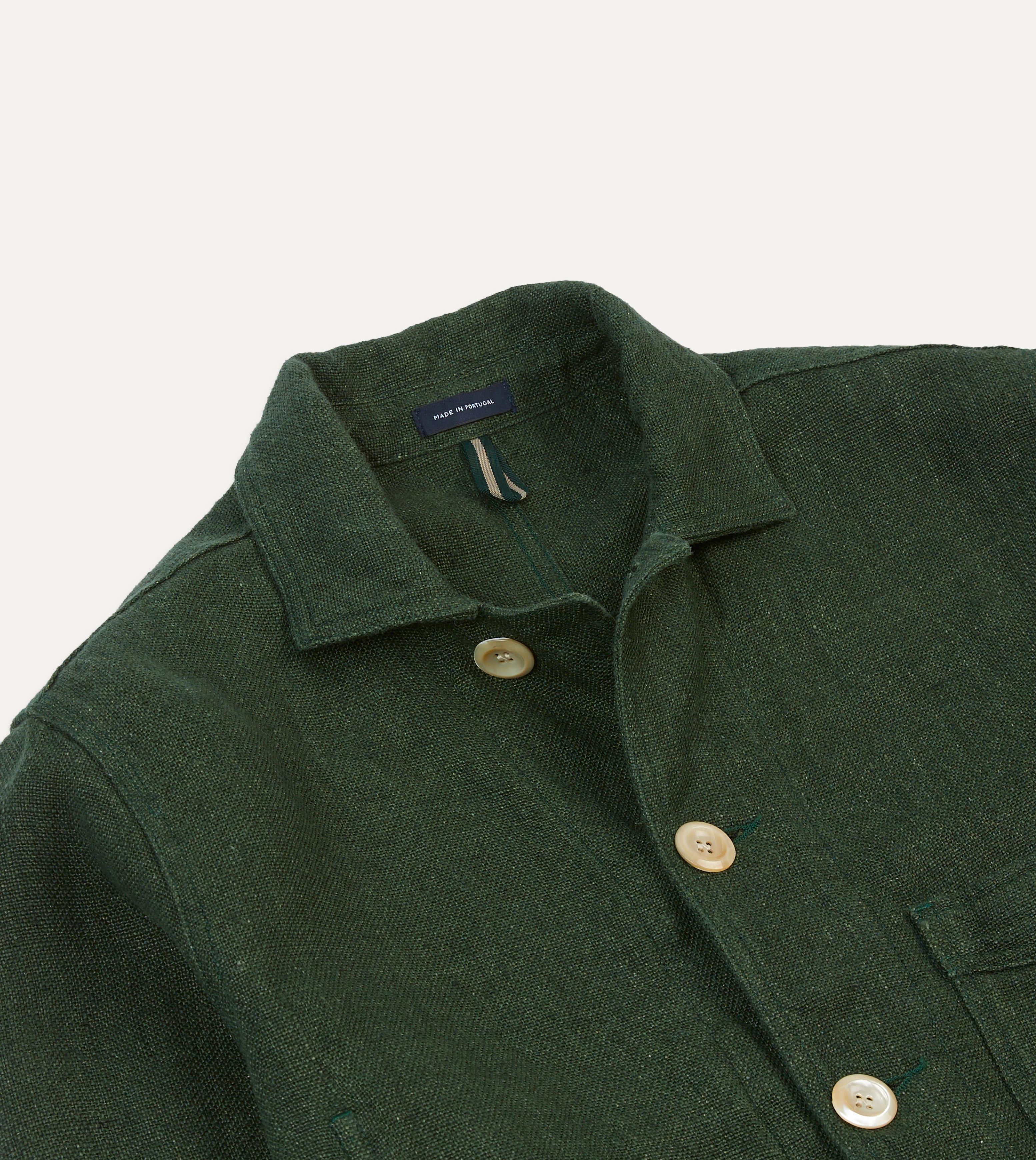 Service Green Linen Five-Pocket Chore Jacket