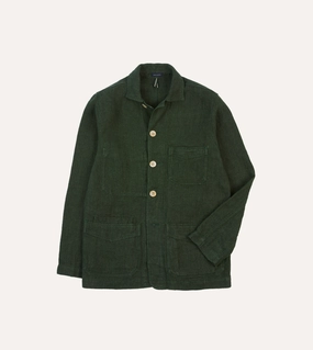 Lightweight Packable Build Green Linen Five-Pocket Chore Jacket