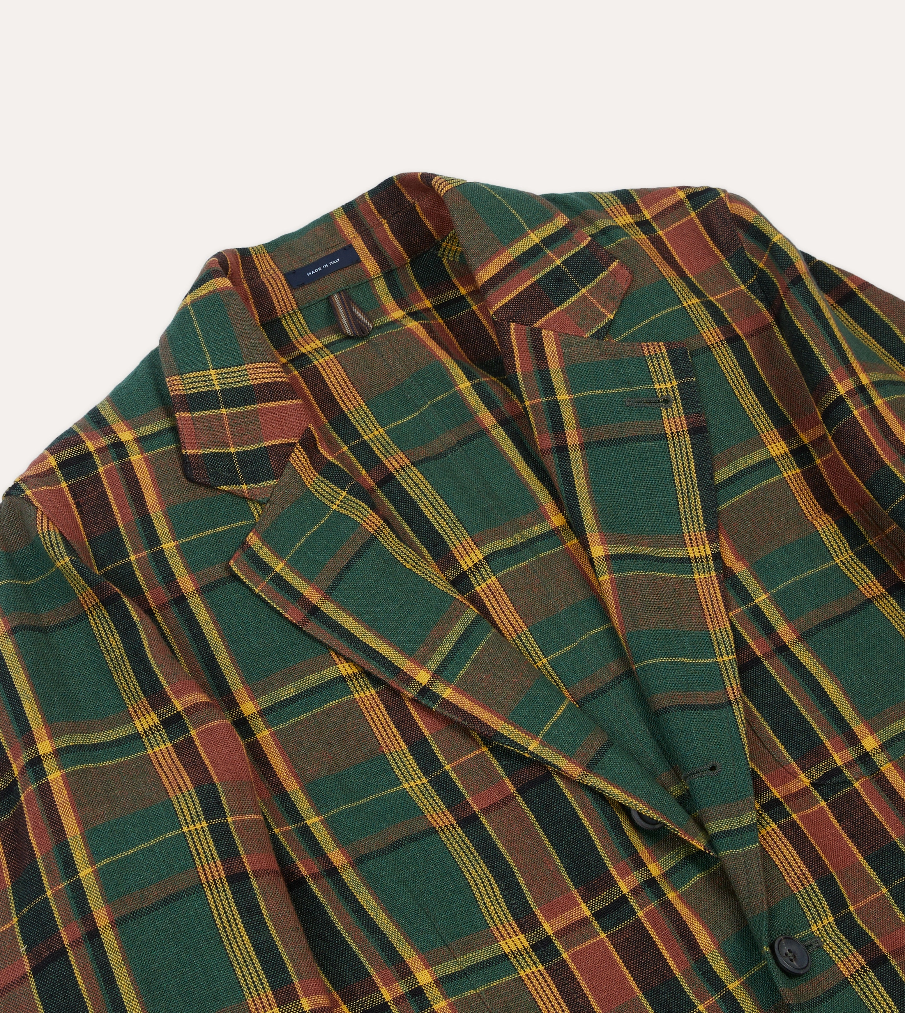 Green Linen Madras Check Games Blazer Mk. I Sleek Silhouette Tailoring Enhancement Features