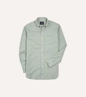 Eye-Catching Pattern Pullover Design Green Pinpoint Oxford Cotton Cloth Button-Down Shirt
